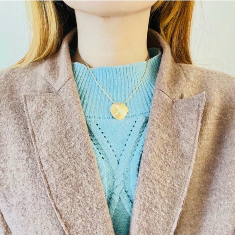 CHRISTIAN DIOR Vintage 80’s Modernist Shell Pendant W/ Crystals Gold Necklace - Picture 8 of 10